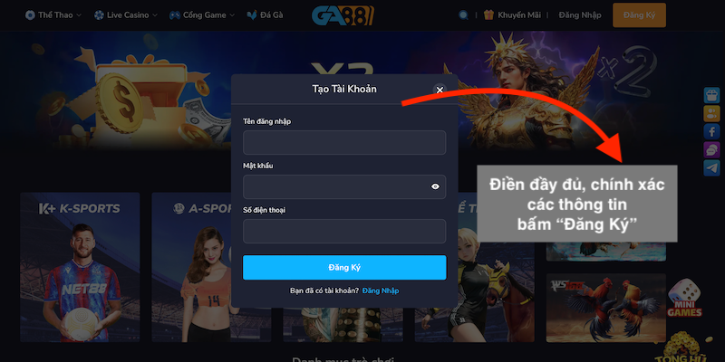 hướng dẫn đặt cược Ga88